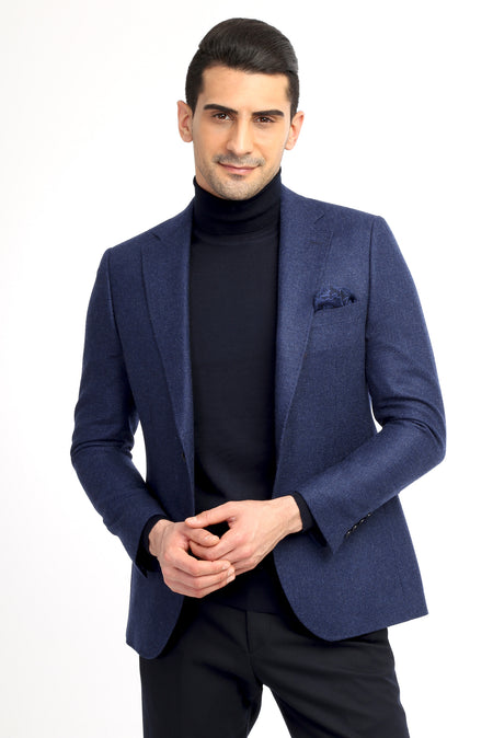 Koyu Mavi Regular Fit İtalyan Kaşmir Ceket