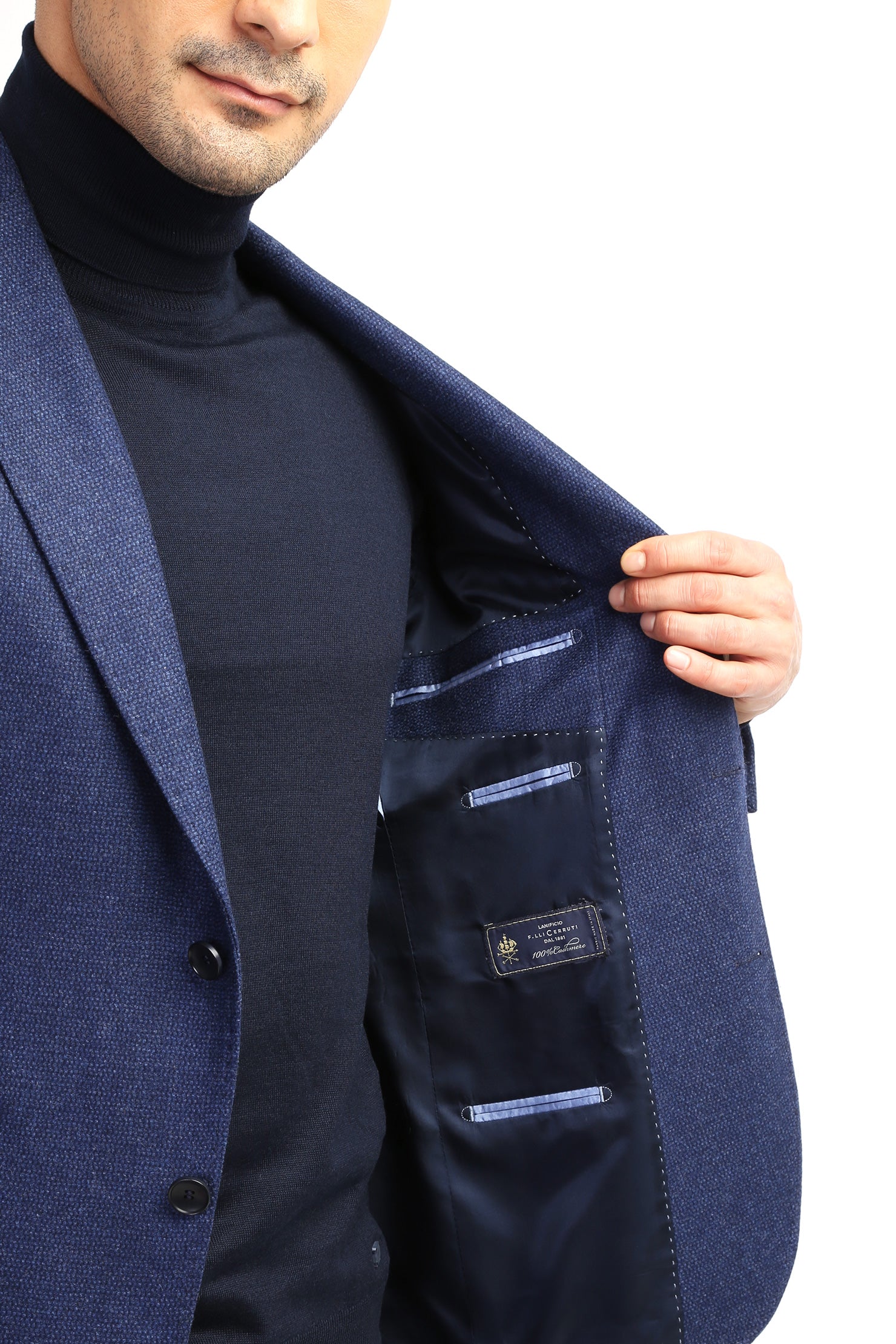 Koyu Mavi Regular Fit İtalyan Kaşmir Ceket