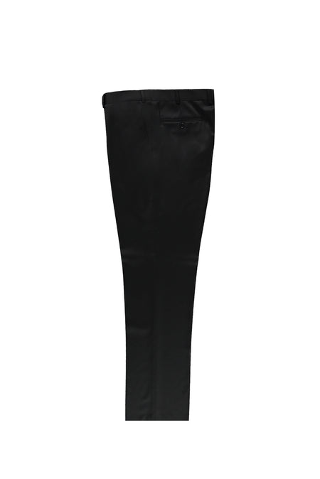 Siyah Regular Fit İtalyan Yün Flanel Kumaş Pantolon