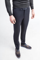 Lacivert 6 Drop Regular Fit Standart Kesim ?talyan Yün Flanel Kuma? Pantolon-Abdullah Ki??l?