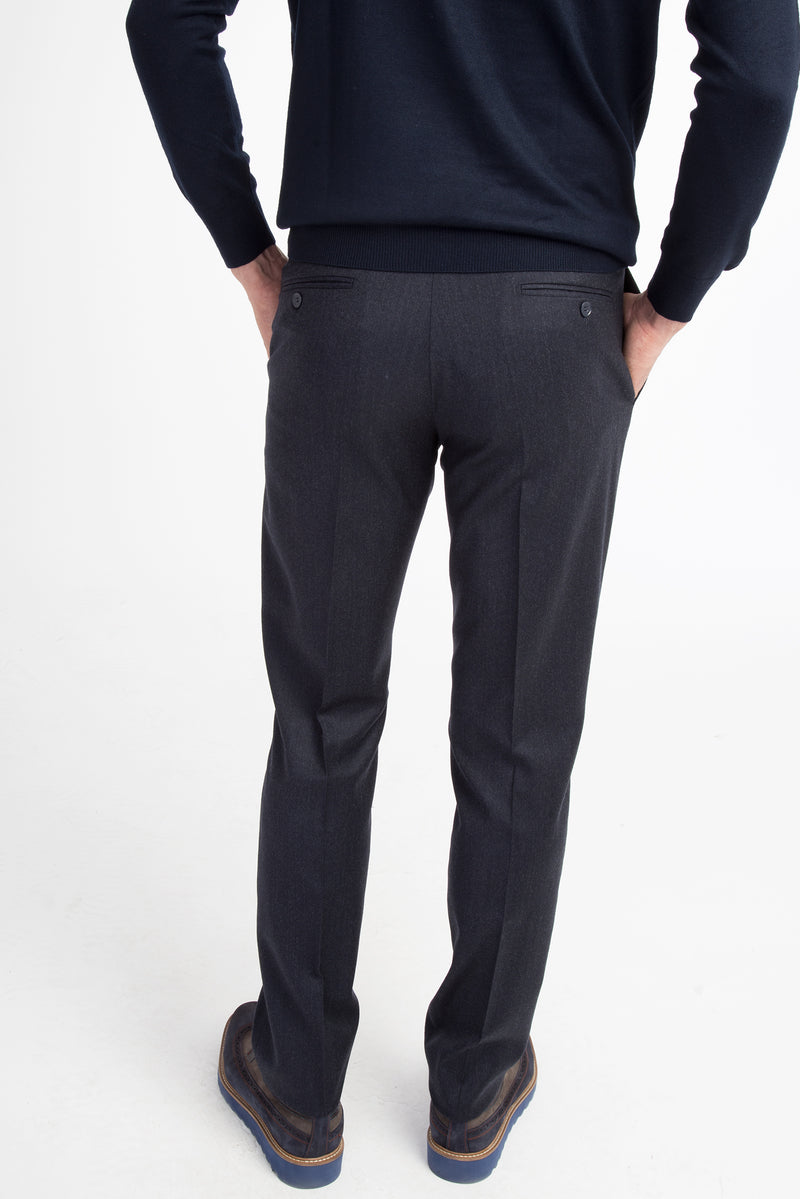 Koyu Mavi İtalyan Yün Flanel Kumaş Pantolon