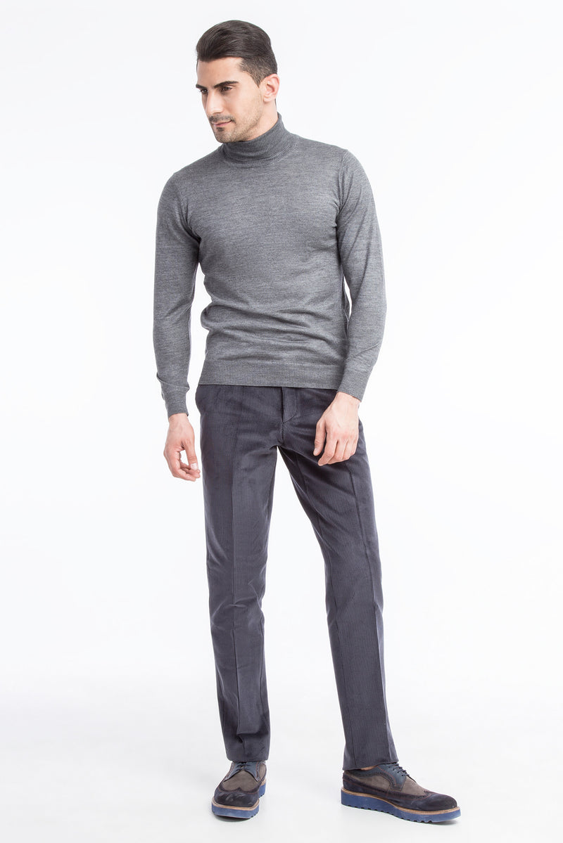 Füme Gri Likralı Kadife Pantolon