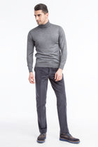 Füme Gri Regular Fit Likralı Kadife Pantolon