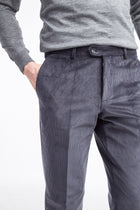 Füme Gri Regular Fit Likralı Kadife Pantolon