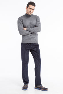 Koyu Mavi Likralı Kadife Pantolon