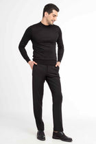 Siyah 6 Drop Regular Fit Standart Kesim Yünlü Klasik Kuma? Pantolon-Abdullah Ki??l?