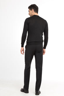 Siyah 4 Drop Relaxed Fit Rahat Kesim Klasik Yünlü Pantolon-Abdullah Ki??l?