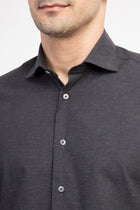 Antrasit Uzun Kol Desenli Slim Fit Dar Kesim Pamuk Gömlek