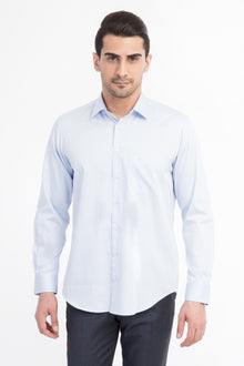Açık Mavi Ak Pamuk Saten Klasık Göm