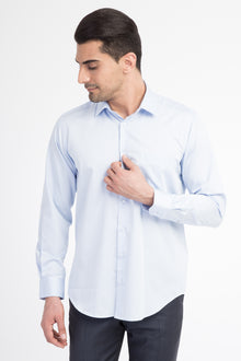 Açık Mavi Ak Pamuk Saten Klasık Göm