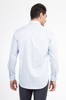 Açık Mavi Ak Pamuk Saten Klasık Göm