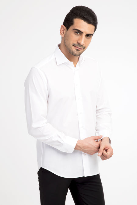 Beyaz Uzun Kol Kolay Ütülenir Pamuk Gömlek