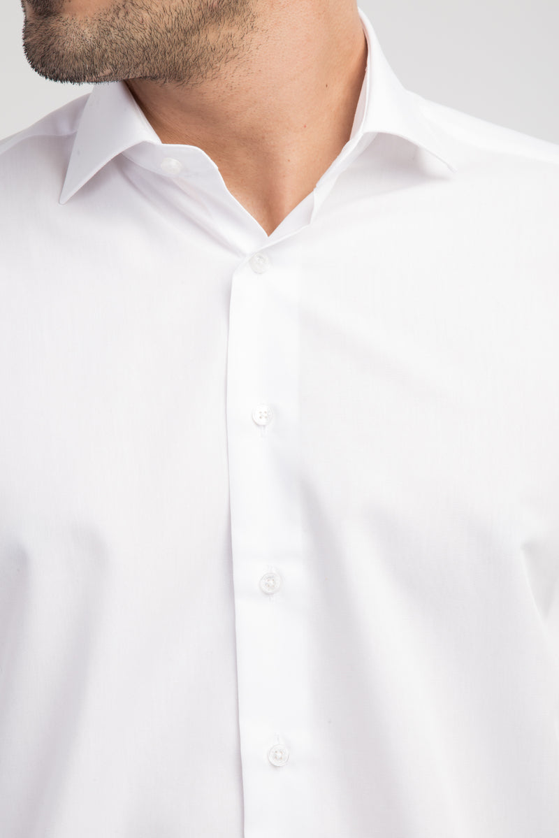 Beyaz Uzun Kol Kolay Ütülenir Pamuk Gömlek