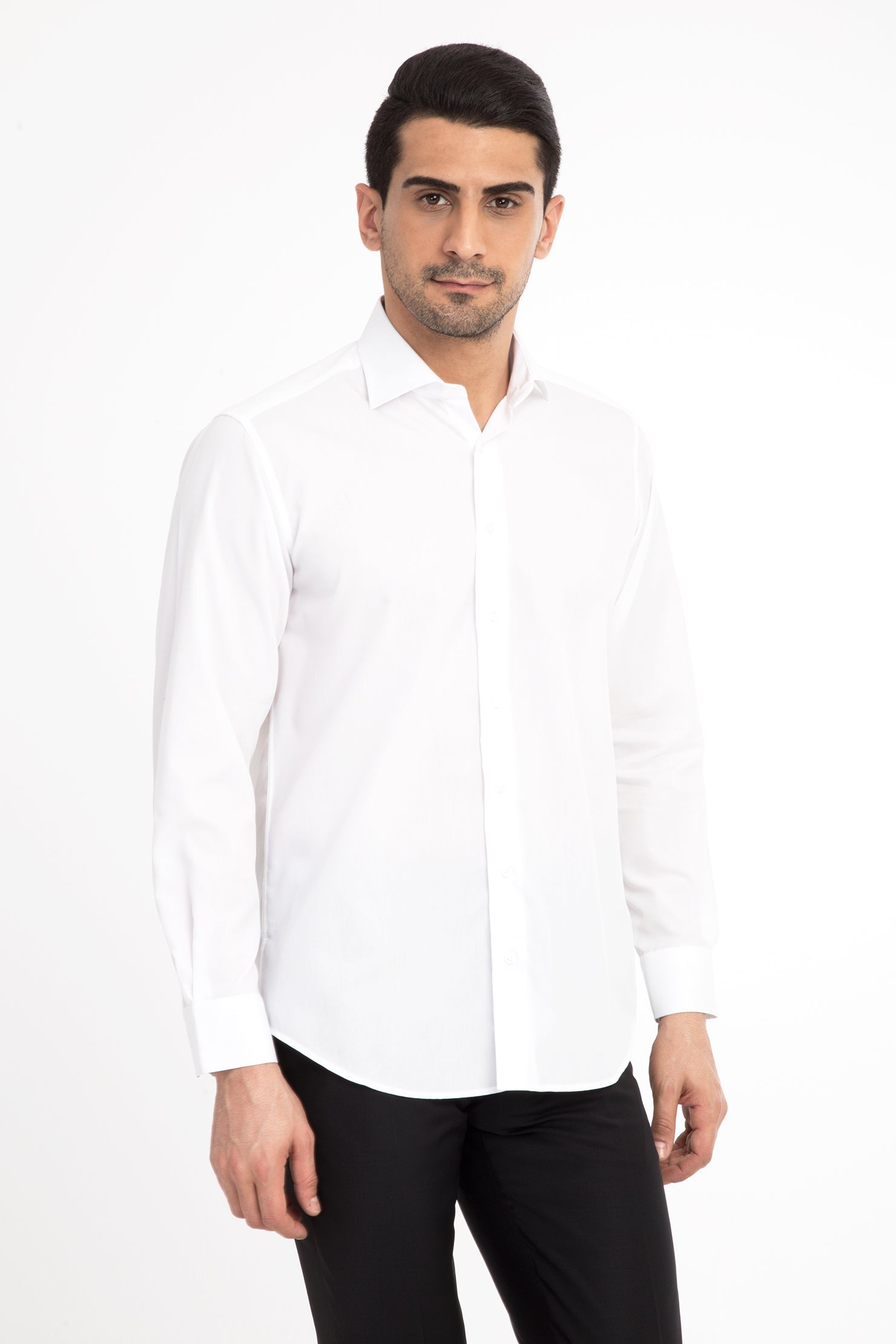 Beyaz Uzun Kol Kolay Ütülenir Pamuk Gömlek