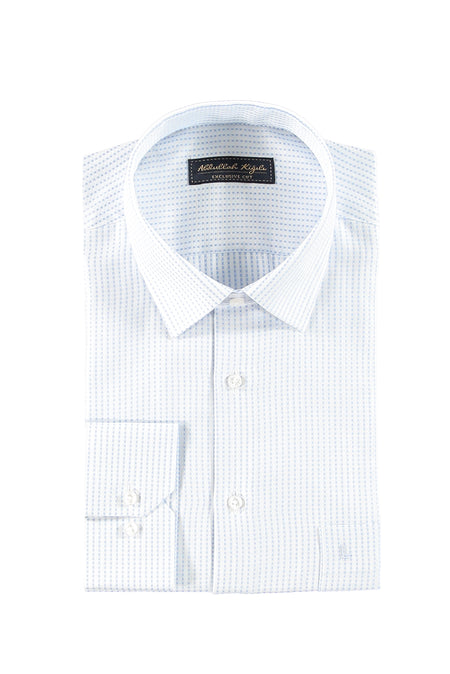 Açık Mavi Uzun Kol Desenli Pamuk Gömlek