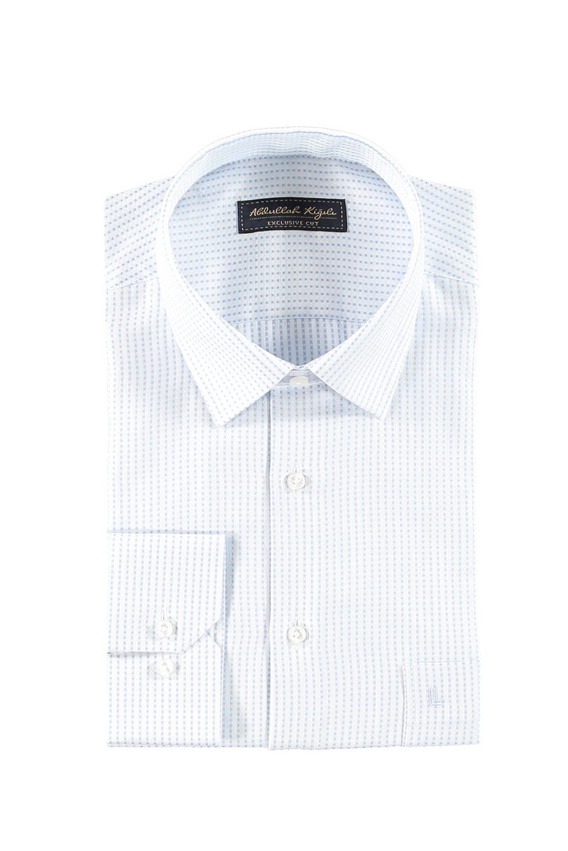 Açık Mavi Uzun Kol Desenli Pamuk Gömlek