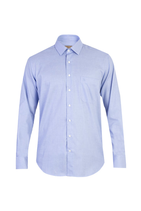 Açık Mavi İtalyan Uzun Kol Klasik Kolay Ütülenir Pamuk Gömlek