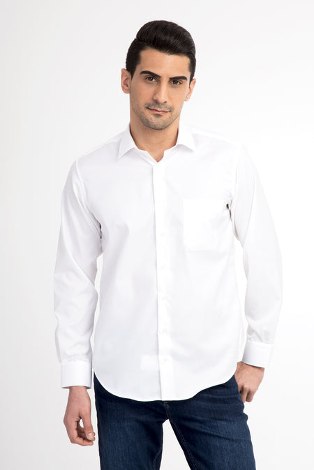 Beyaz İtalyan Uzun Kol Klasik Kolay Ütülenir Pamuk Gömlek