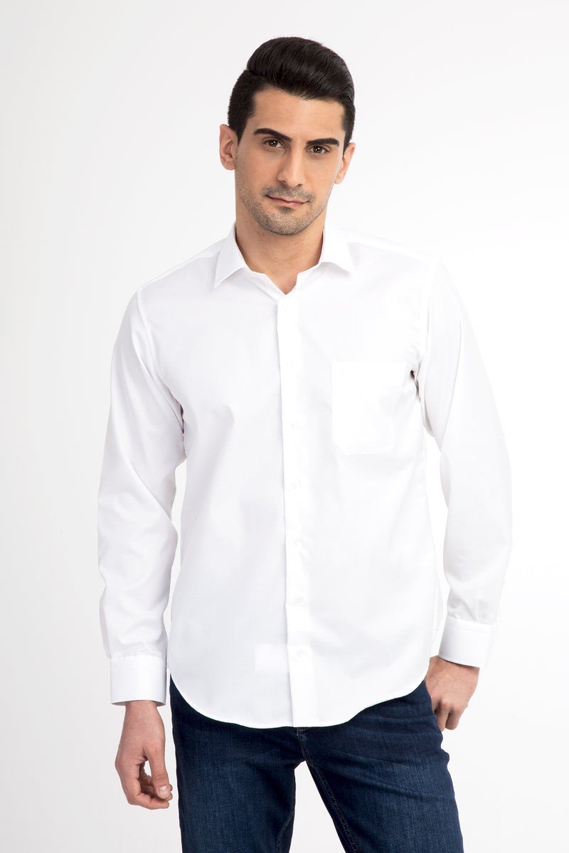 Beyaz İtalyan Uzun Kol Klasik Kolay Ütülenir Pamuk Gömlek