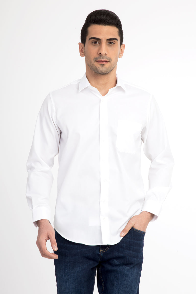 Beyaz İtalyan Uzun Kol Klasik Kolay Ütülenir Pamuk Gömlek