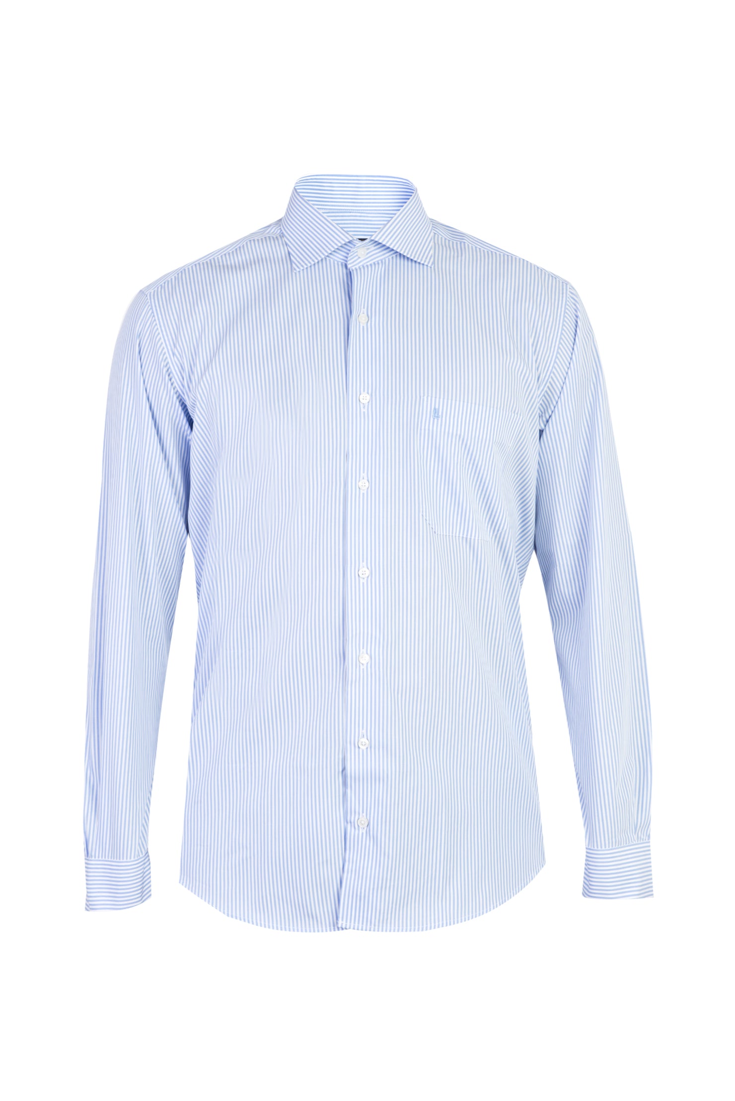 Açık Mavi Uzun Kol Çizgili Pamuk Gömlek