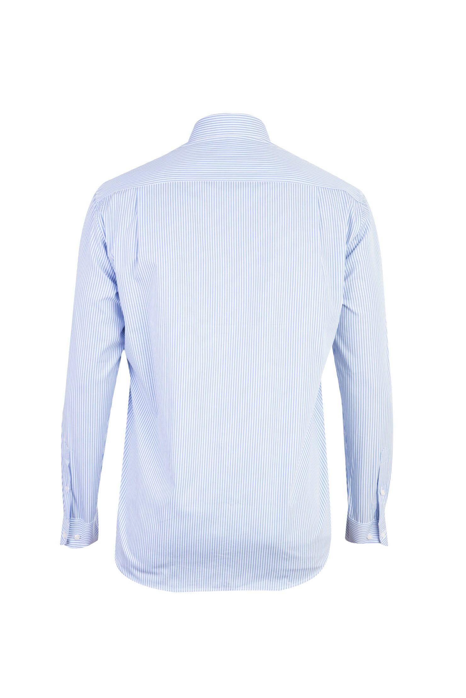 Açık Mavi Uzun Kol Çizgili Pamuk Gömlek