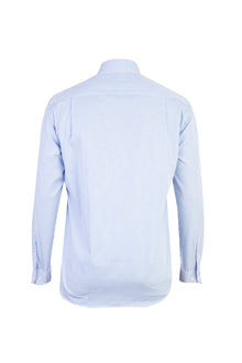 Açık Mavi Uzun Kol Çizgili Pamuk Gömlek