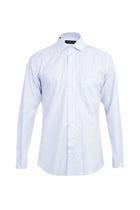 Açık Mavi Uzun Kol Çizgili Pamuk Gömlek