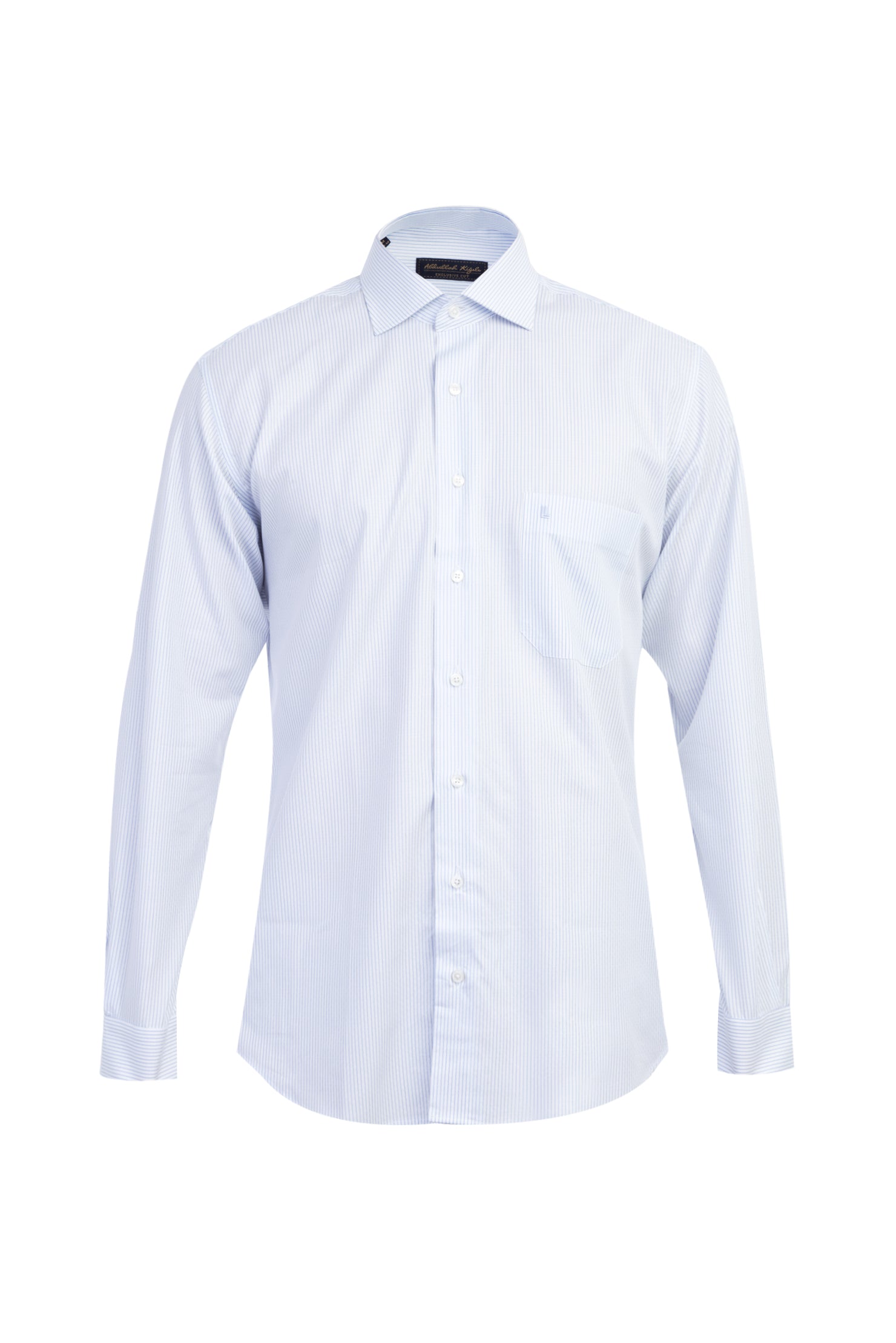 Açık Mavi Uzun Kol Çizgili Pamuk Gömlek