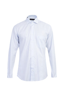 Açık Mavi Uzun Kol Çizgili Pamuk Gömlek