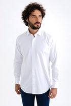 Beyaz Uzun Kol Manşetli Pamuk Gömlek