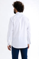 Beyaz Uzun Kol Manşetli Pamuk Gömlek