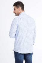 Açık Mavi Uzun Kol Desenli Pamuk Gömlek