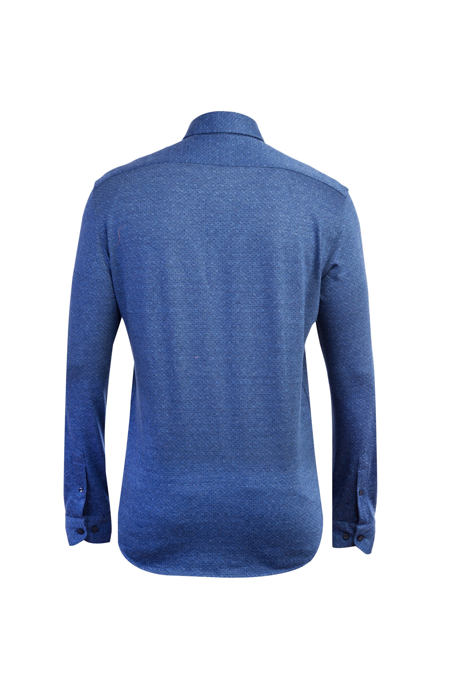 Lacivert Uzun Kol Desenli Slim Fit Dar Kesim Pamuk Gömlek-Abdullah Ki??l?