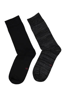 Siyah 2'li Çizgili Çorap Seti