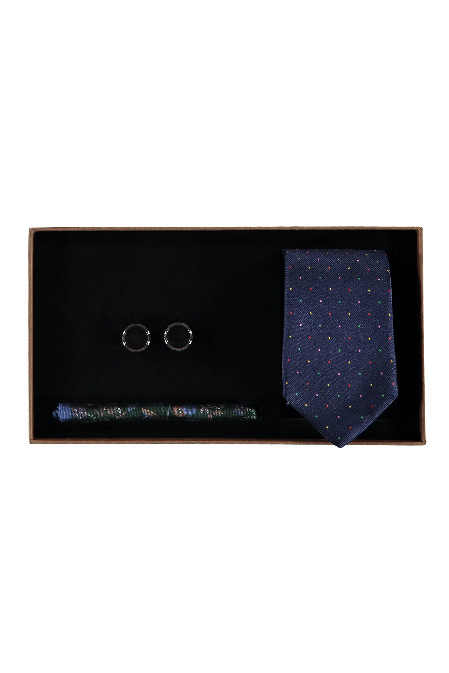 Koyu Yesil 3'lü Kravat Mendil Kol Düğmesi Seti