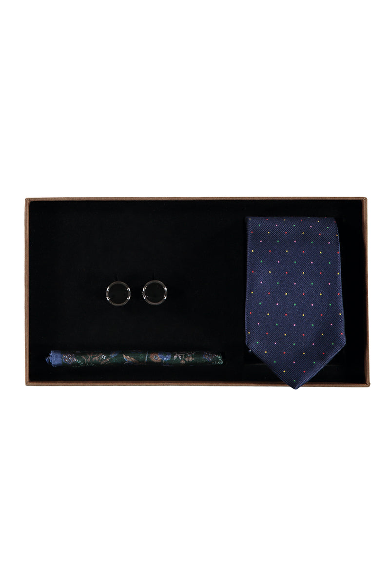 Koyu Yesil 3'lü Kravat Mendil Kol Düğmesi Seti