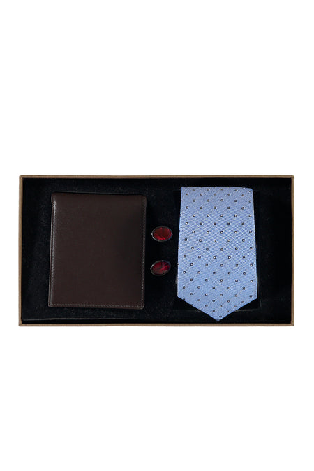 Renksiz 3'lü Kravat Cüzdan Kol Düğmesi Seti