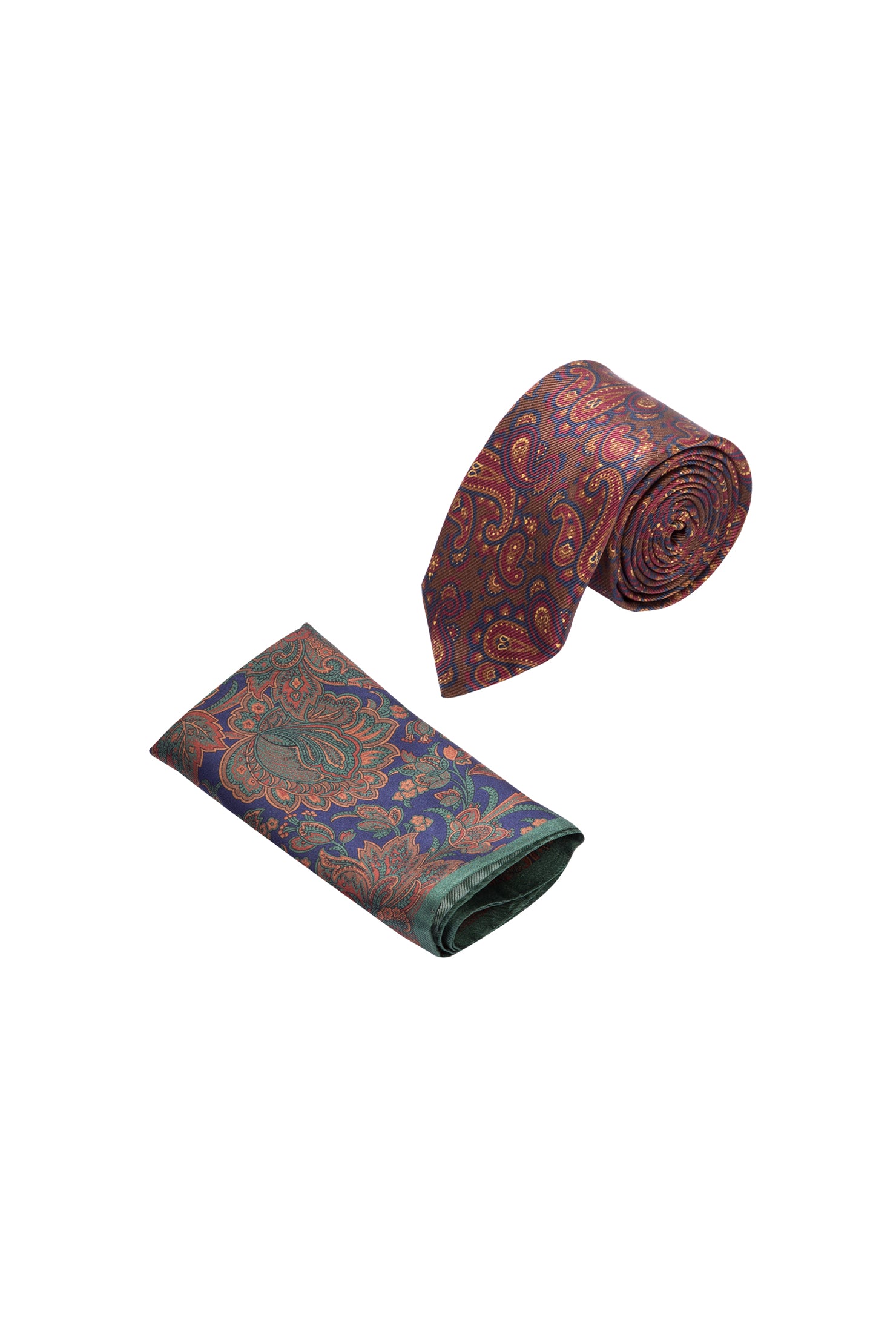 Kiremit 2'li İtalyan Kravat Mendil Set