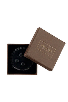 Siyah 3'lü Bileklik & Kol Düğmesi & Yaka İğnesi Seti