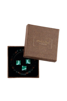 Koyu Yesil 3'lü Bileklik & Kol Düğmesi & Yaka İğnesi Seti