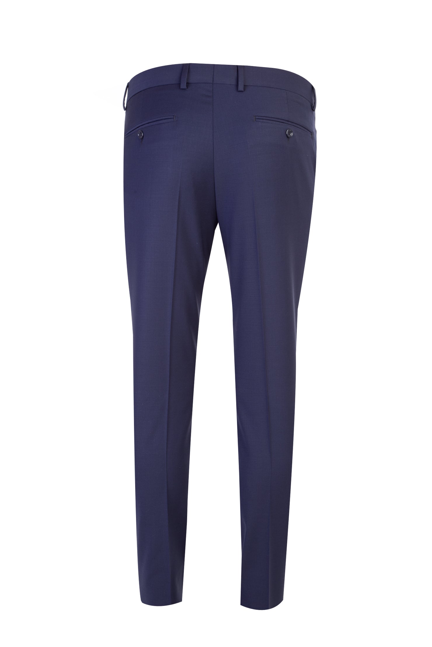 Lacivert Slim Fit Dar Kesim Sivri Yaka Yünlü Smokin & Damatlık