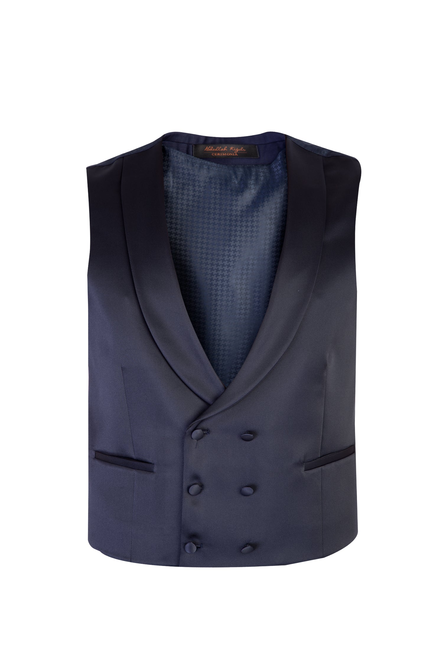 Lacivert Slim Fit Dar Kesim Sivri Yaka Yünlü Smokin & Damatlık