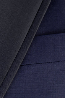 Lacivert Slim Fit Dar Kesim Sivri Yaka Yünlü Smokin & Damatlık