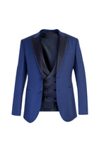 Mavi Slim Fit Dar Kesim Sivri Yaka Yünlü Smokin & Damatlık