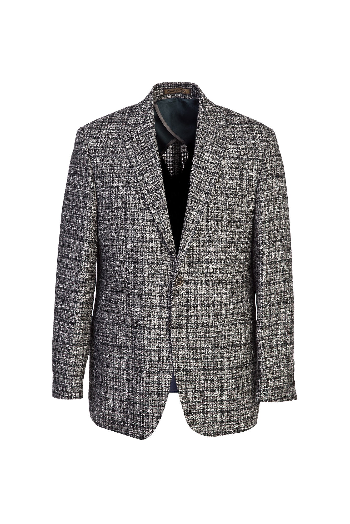 Koyu Yesil İtalyan Regular Fit Yünlü Desenli Ceket