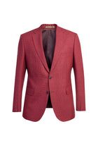Kırmızı İtalyan Yünlü Desenli Klasik Ceket