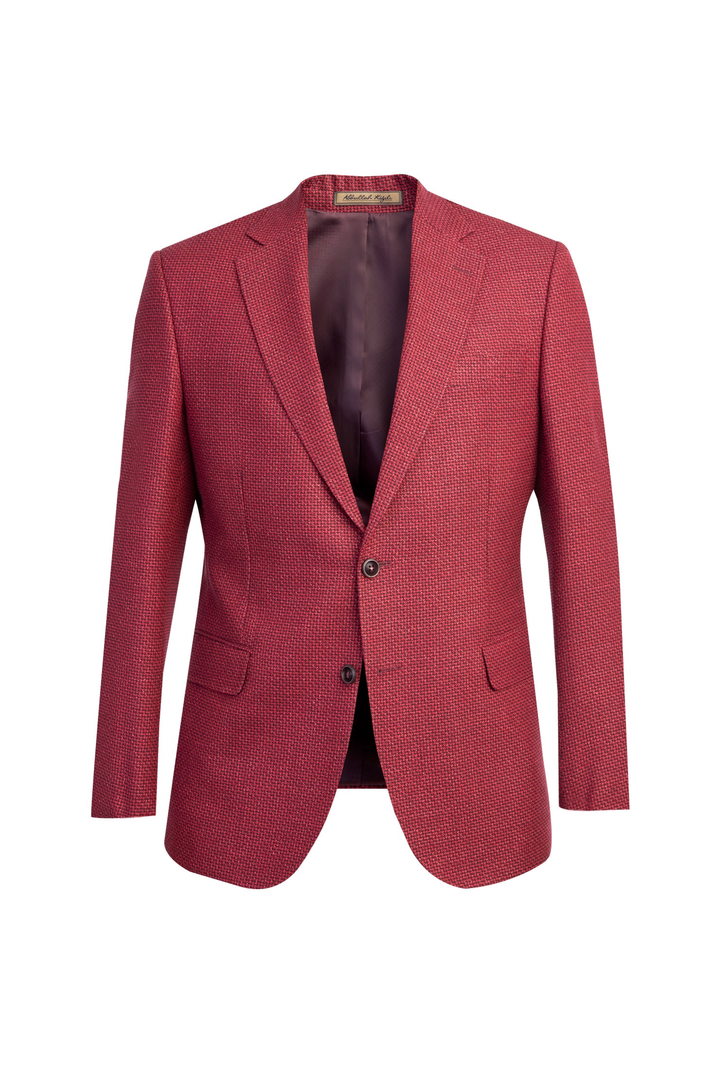 Kırmızı İtalyan Yünlü Desenli Klasik Ceket