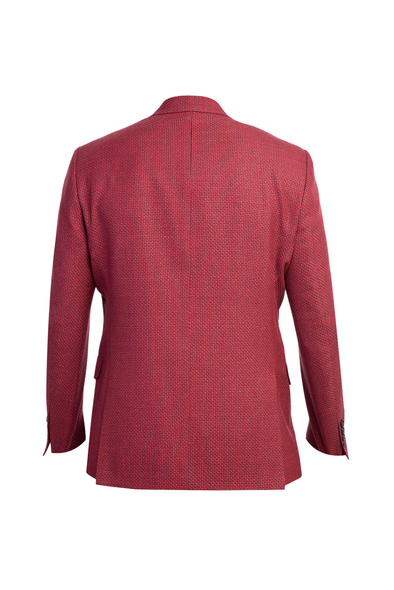 Kırmızı İtalyan Yünlü Desenli Klasik Ceket
