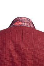 Kırmızı İtalyan Yünlü Desenli Klasik Ceket